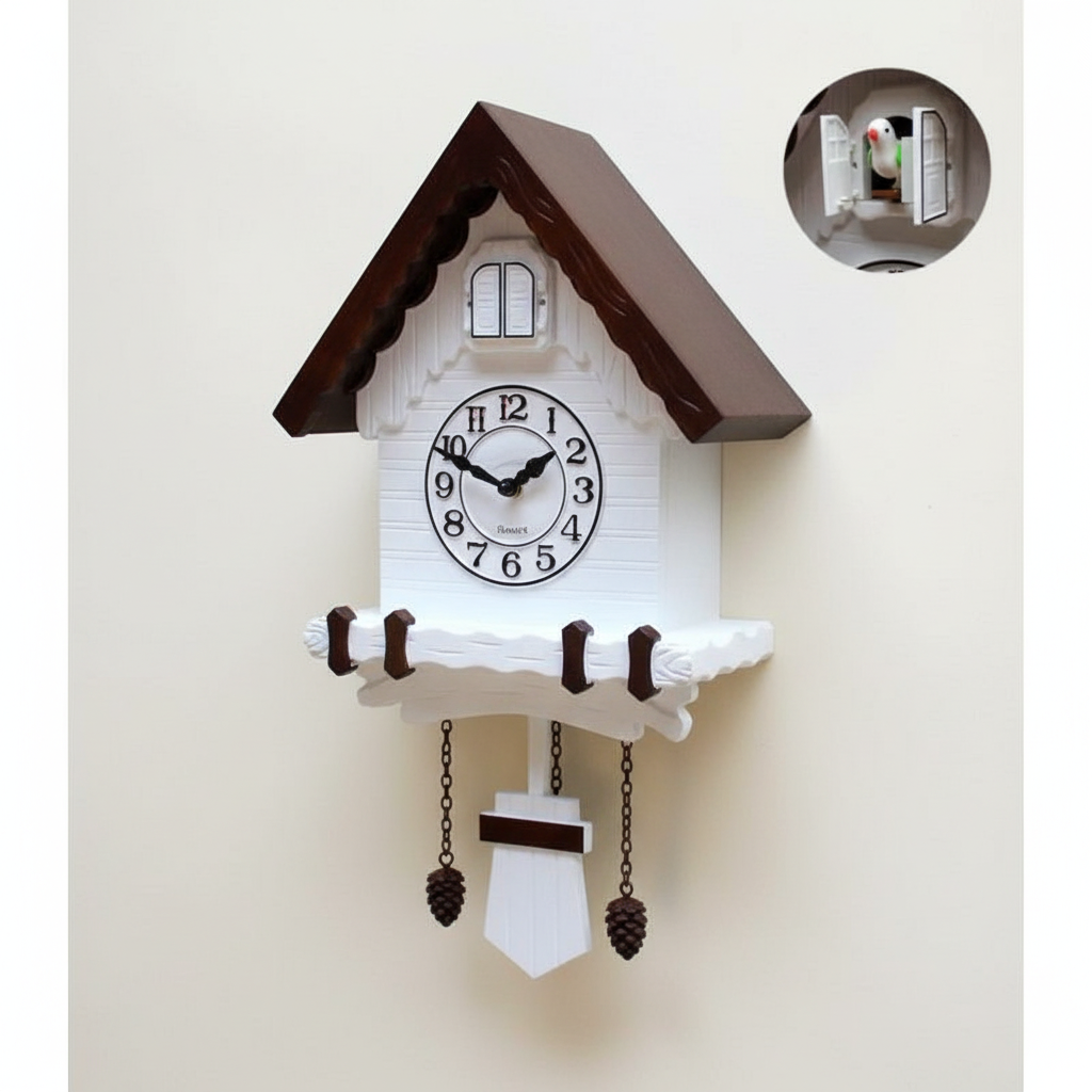 Coucou Horloge Murale Vintage Bois Pendule Silencieuse - Variation 2