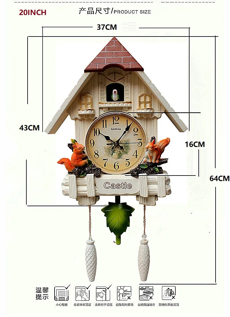 Coucou Horloge Murale Moderne Niche Oiseau Pendule Bois
