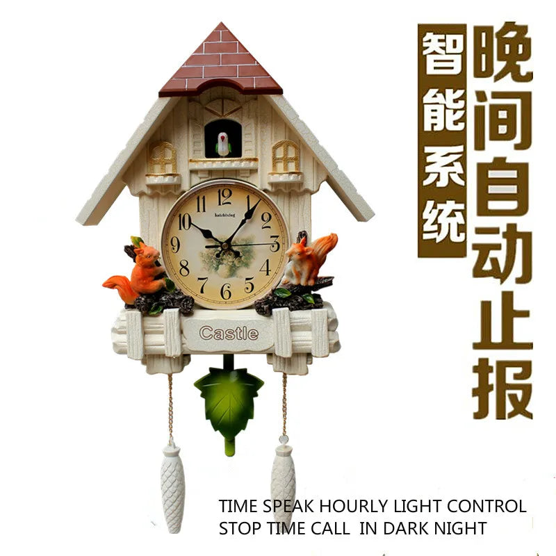 Coucou Horloge Murale Musicale Style Pastoral Décoration Salon