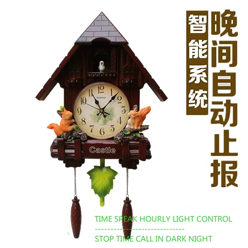 Coucou Horloge Murale Moderne Niche Oiseau Pendule Bois