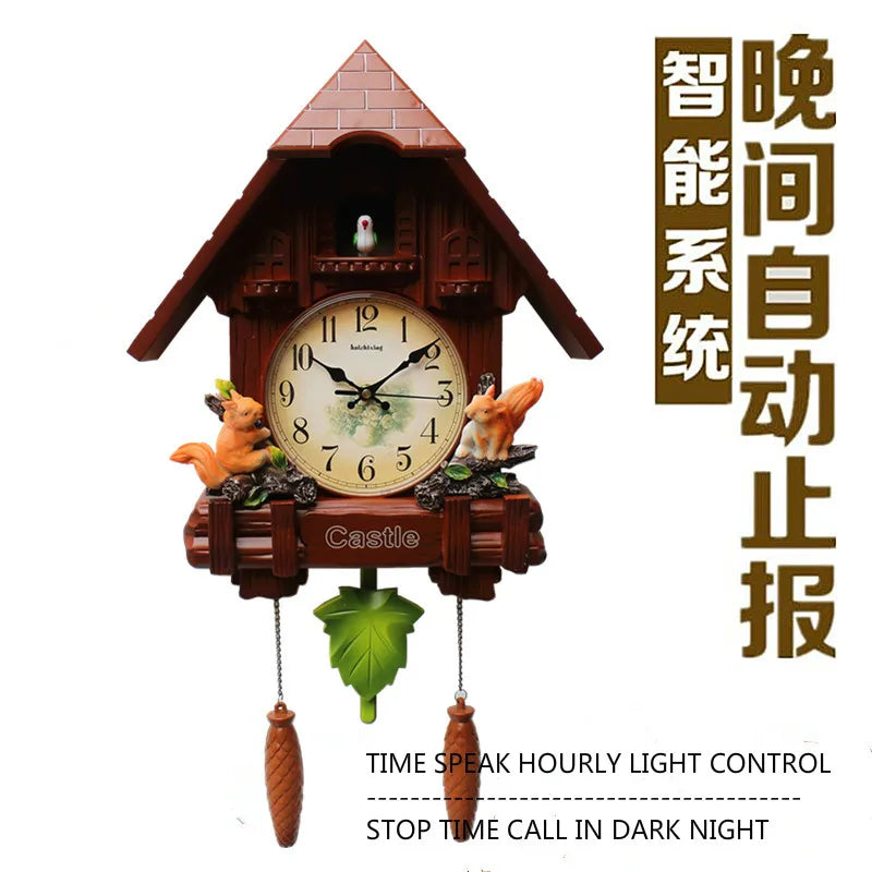 Coucou Horloge Murale Moderne Niche Oiseau Pendule Bois