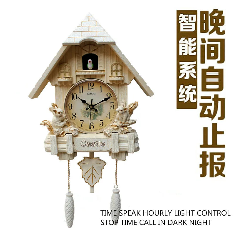 Coucou Horloge Murale Moderne Niche Oiseau Pendule Bois