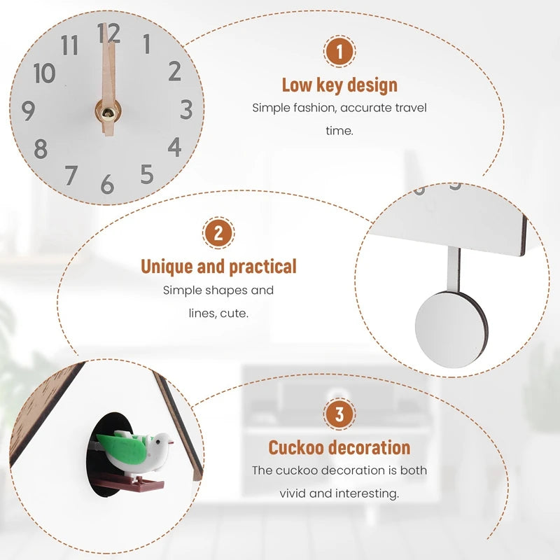 Coucou Horloge Murale Bois Moderne Électronique Chant Oiseau