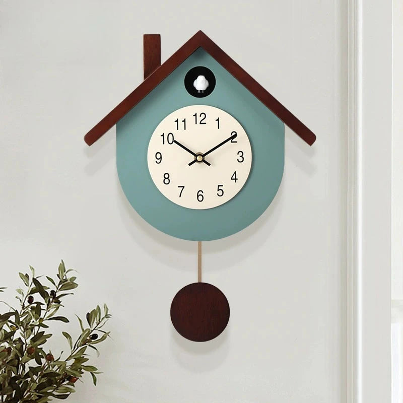 Coucou Horloge Murale Design Pendule Chant Oiseaux Silencieux