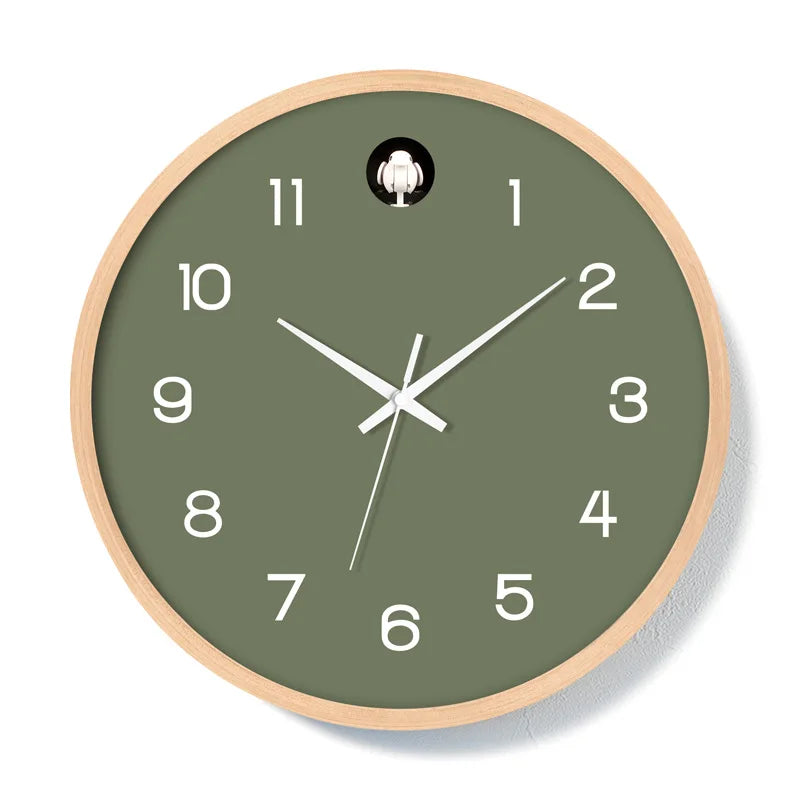 Coucou horloge murale bois massif, chant d'oiseau, mode silencieux