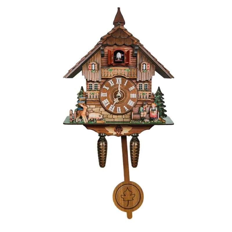 Coucou Horloge Murale Bois Vintage Pendule Artisanale