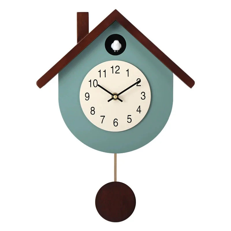 Coucou Horloge Murale Design Pendule Chant Oiseaux Silencieux