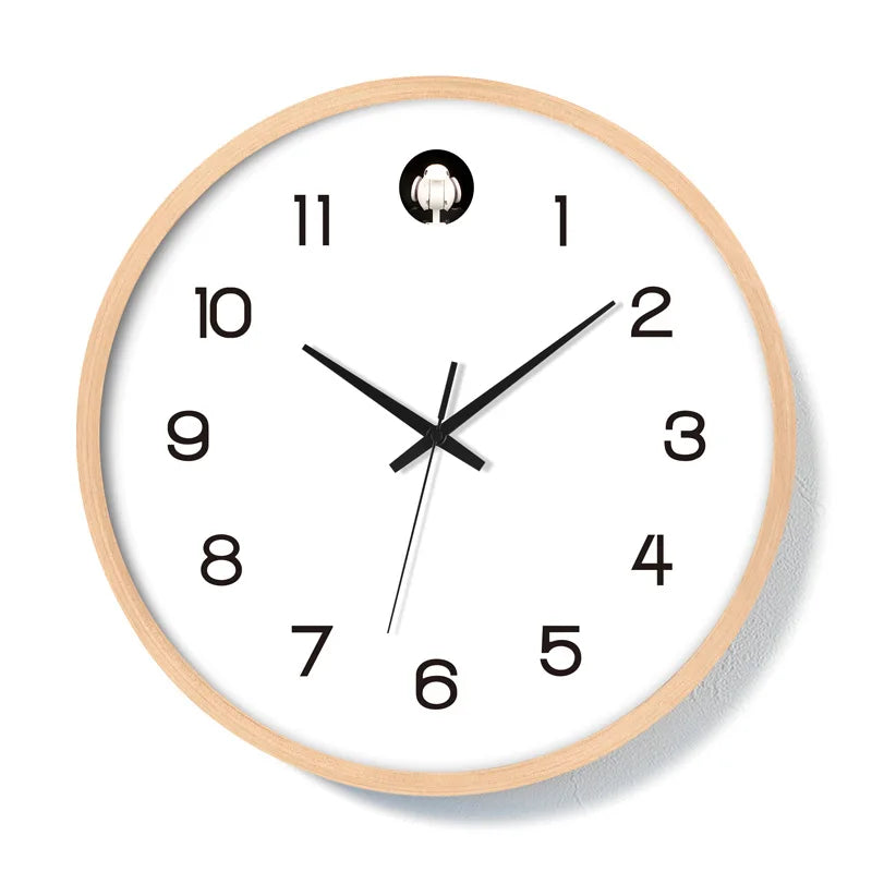 Coucou horloge murale bois massif, chant d'oiseau, mode silencieux