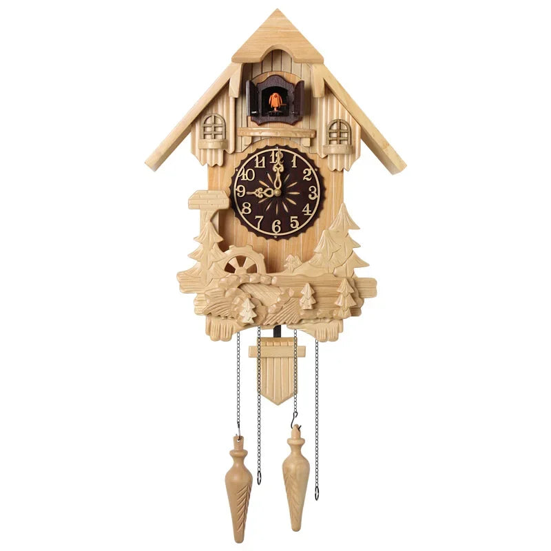 Coucou Horloge Murale Bois Pendule Son Oiseau Silencieuse