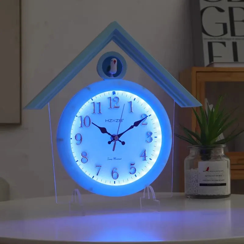 Coucou Horloge Murale Table LED Silencieuse Design Salon