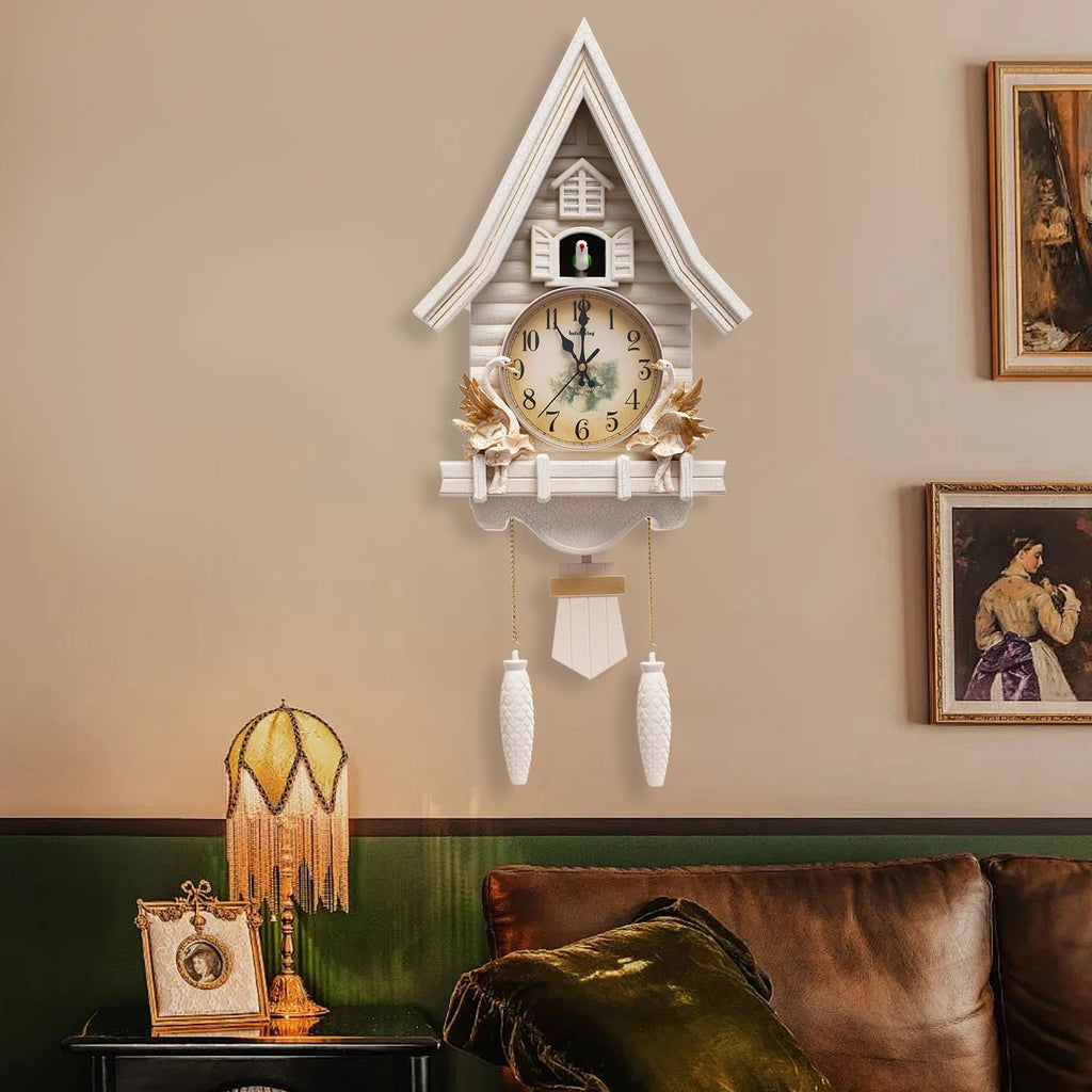 Coucou Horloge Murale Bois Pendule Style Rustique Salon