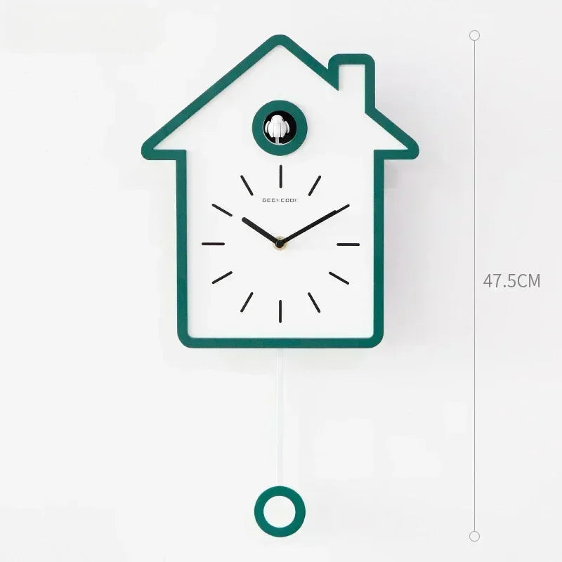 Coucou Horloge Murale Bois Massif Décoration Silencieuse Pendule