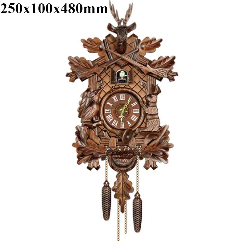 Coucou Horloge Murale Bois Sculpté Vintage Pendule Décoration