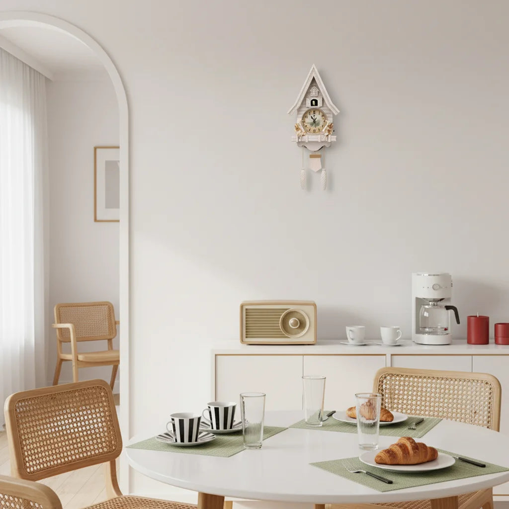 Coucou Horloge Murale Bois Pendule Style Rustique Salon