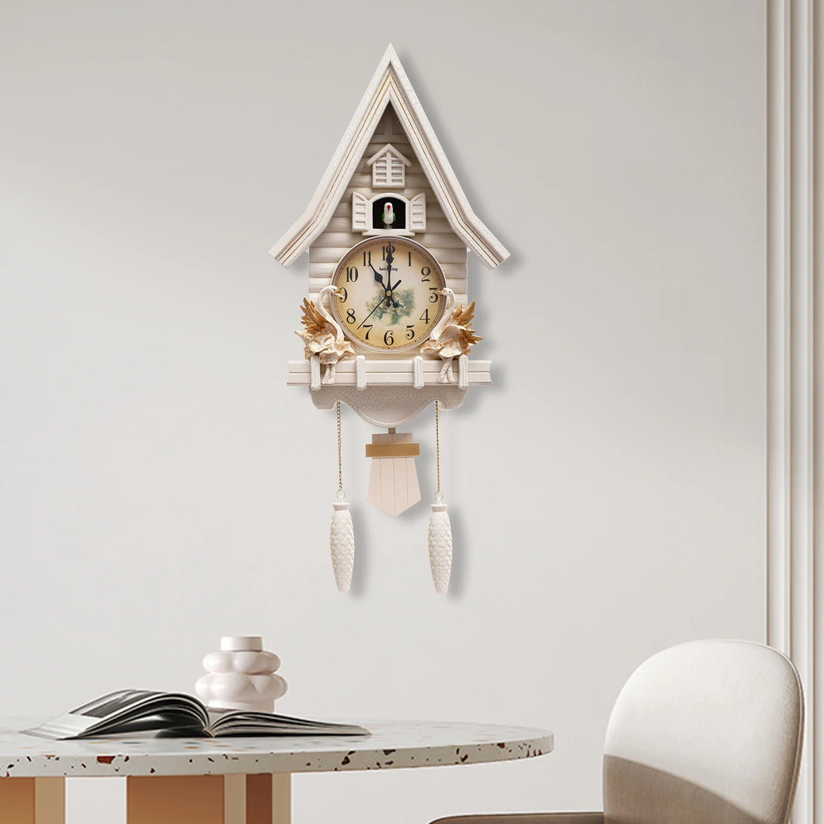 Coucou Horloge Murale Bois Pendule Style Rustique Salon