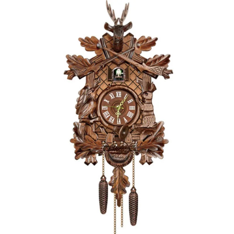 Coucou Horloge Murale Bois Vintage Pendule Artisanale