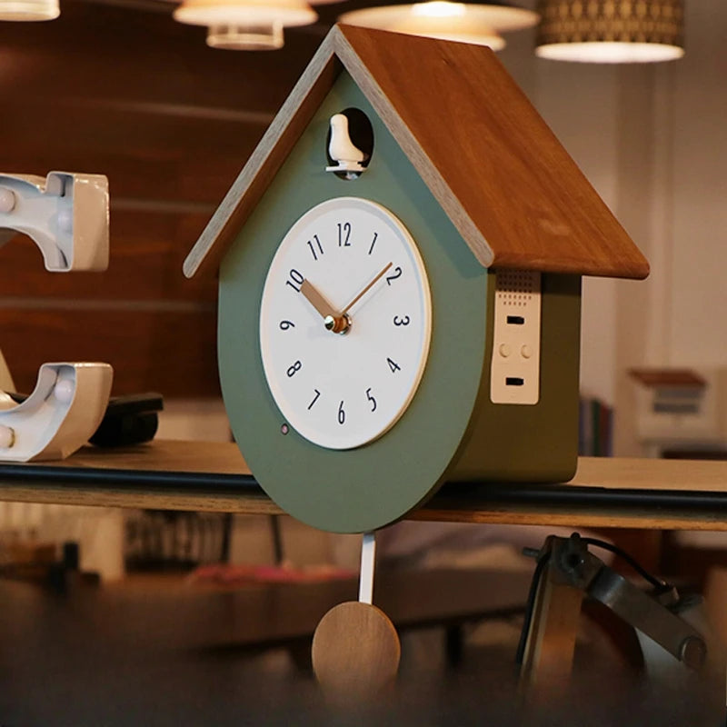 Coucou Horloge Murale Bois Massif Rétro Pendule Salon