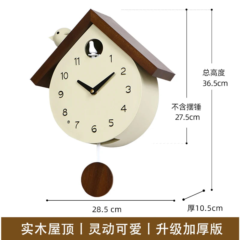 Coucou Horloge Murale Bois Massif Rétro Pendule Salon