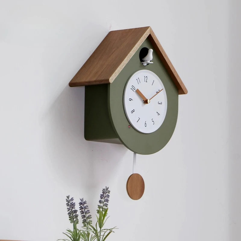 Coucou Horloge Murale Bois Massif Rétro Pendule Salon