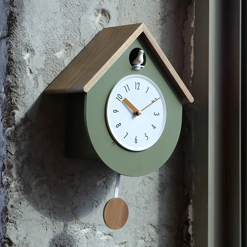 Coucou Horloge Murale Bois Massif Rétro Pendule Salon