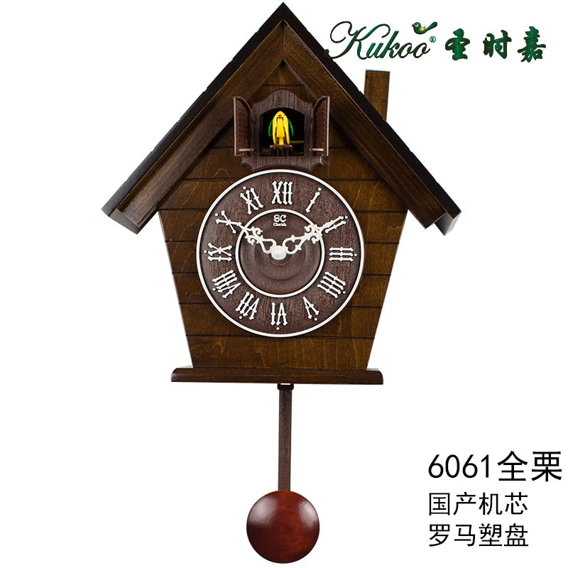 Coucou Horloge Murale Bois Pendule Quartz Style Rustique