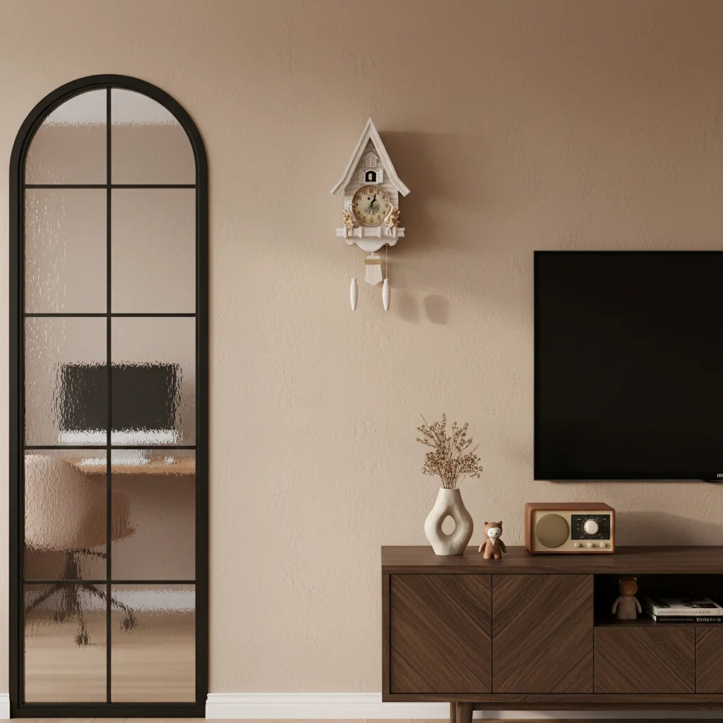 Coucou Horloge Murale Bois Pendule Style Rustique Salon