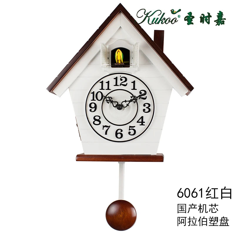 Coucou Horloge Murale Bois Pendule Silencieuse Salon
